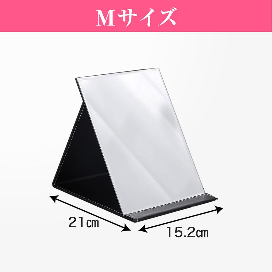 卓上ミラー おしゃれ 折りたたみ 大きい 大きめ 卓上鏡 角度調整 メイク 化粧鏡 高反射 四角 フレームレス |  | 02