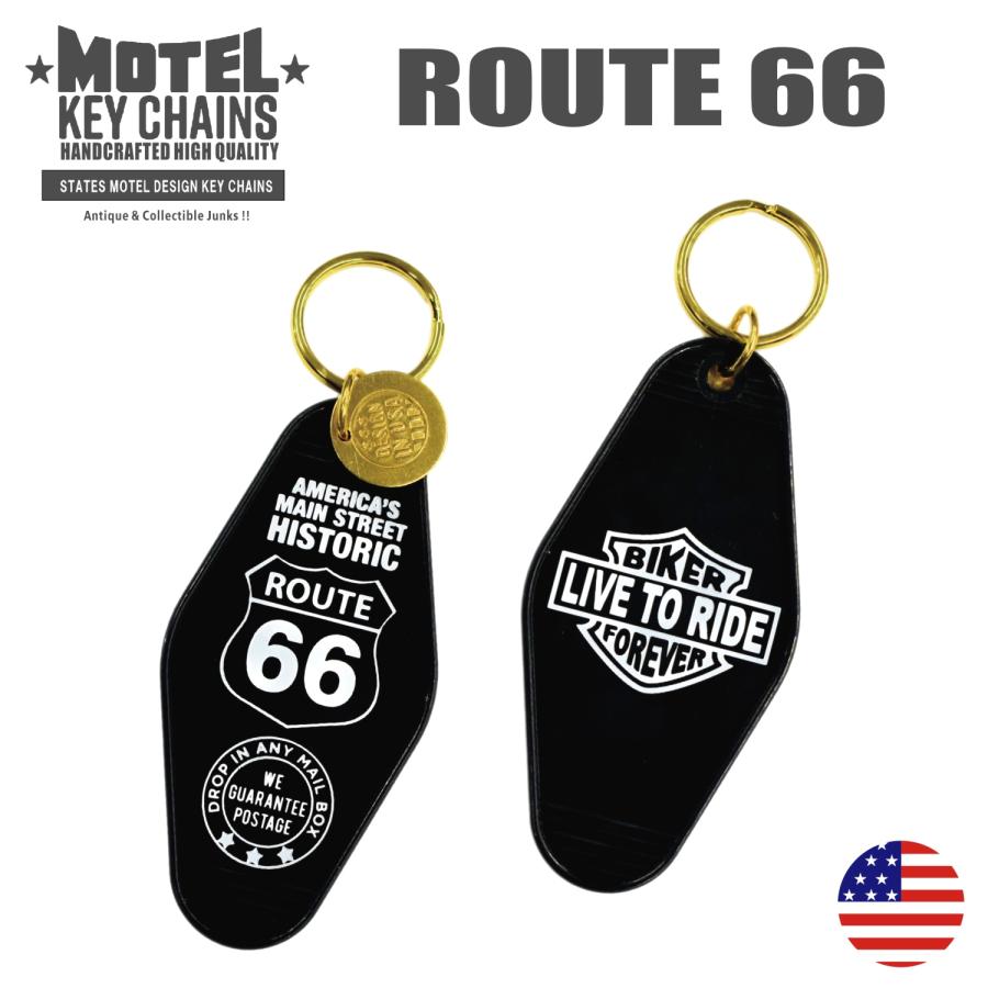 モーテル キーホルダー USA ROUTE 66 ルート66 ブラック アメリカン 