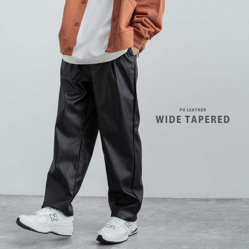 C Puレザーパンツ メンズ レディース テーパード エコレザー シンセティック プレゼント お揃い 期間限定今なら送料無料 バルーンシルエット ペア シンプル セットアップ着用可能