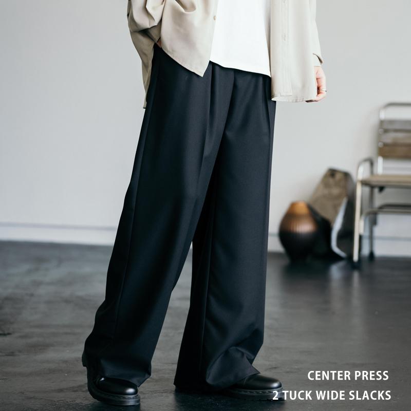 ワイドパンツ スラックス メンズ ストレート カラーパンツ センター