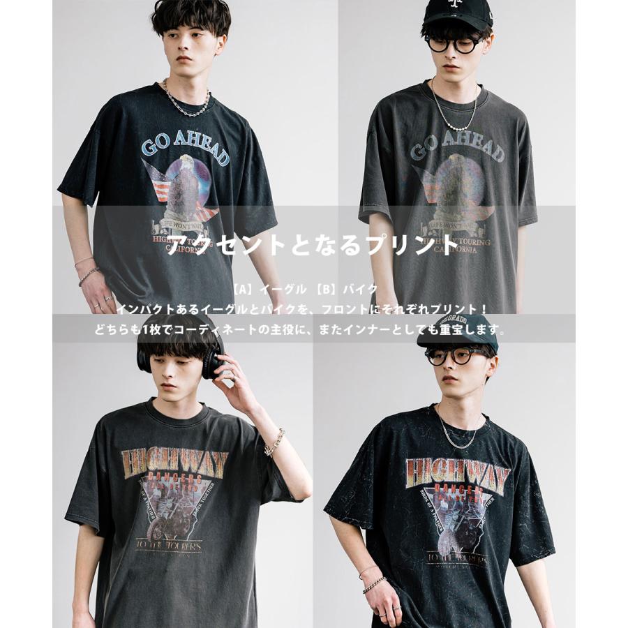 プリントTシャツ 半袖 バンドT メンズ カットソー オーバーサイズ クールネック  カジュアル アメカジ ストリート グラフィック 古着風 ヴィンテージ｜rockymonroe｜14