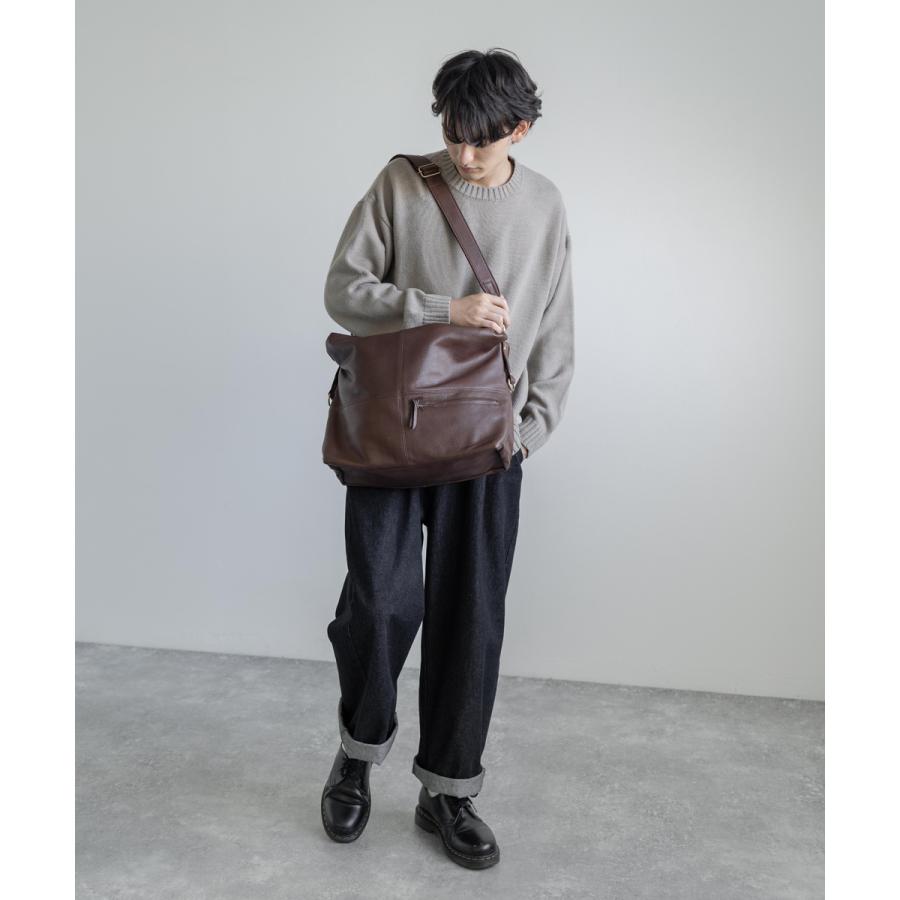 ショルダーバッグ エディターズ メンズ 本革 牛革 オイルレザー 斜めがけ 2WAY トート ボストン 鞄 大容量 A4 通勤 通学 ビジネス カジュアル シンプルの画像