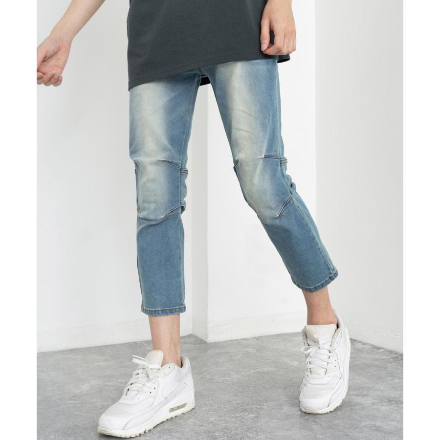クロップドパンツ メンズ デニム ジーパン ジーンズ ストレッチ 膝下