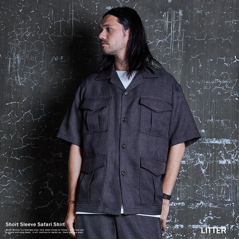 Sale シャツ サファリ 開襟シャツ メンズ 涼しい ホップサック ビッグシルエット オーバーサイズ ルーズ 大人 セットアップ可能 半袖 Litter リッター 9477 Rocky Monroe 通販 Yahoo ショッピング