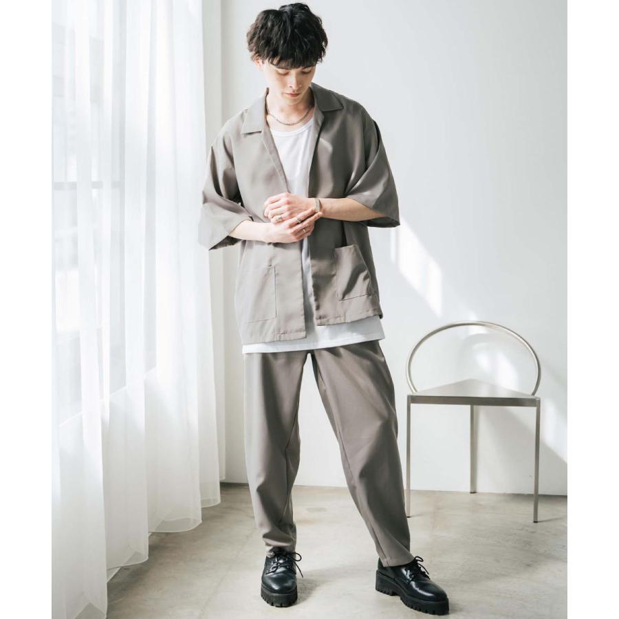 セットアップ モード 立体フラワー 半袖Tシャツ ワイドパンツ Rocky Monroe 接触冷感 半袖セットアップ メンズ シャツ