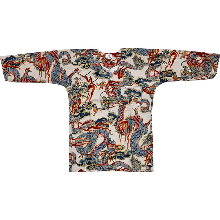 お祭用品/肉襦袢 まるわ日本橋 鯉口シャツ 麟龍 [R2502-40藍白] L