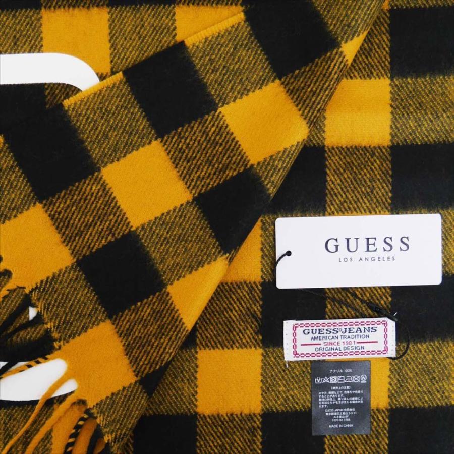 GUESS ゲス マフラー 2019AW AJ3A8866DS-YEL イエロー系 ブラック チェック柄 メンズ レディース 男性用 女性用｜rocobi｜02