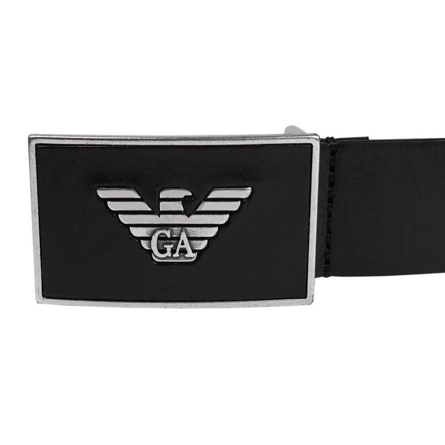エンポリオアルマーニ レザーベルト Y4S196-YDC0G-80001 サイズ：90ｃｍ シルバー BLACK ブラック しわ有_1