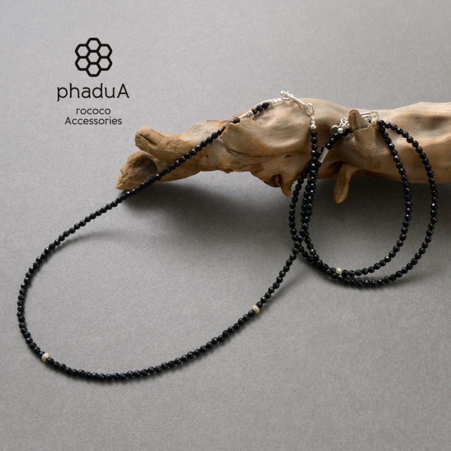 phaduA（パ・ドゥア） ブラック オニキス ビーズネックレス / 3mm カット / アンクレット / 2way / 黒瑪瑙 めのう / 天然石｜rococo