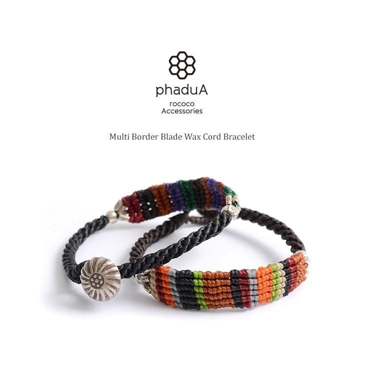 phaduA（パ・ドゥア） マルチボーダー ブレイド ワックスコード ブレスレット / カレンシルバー / メンズ / レディース / ペア可 | ROCOCO | 07