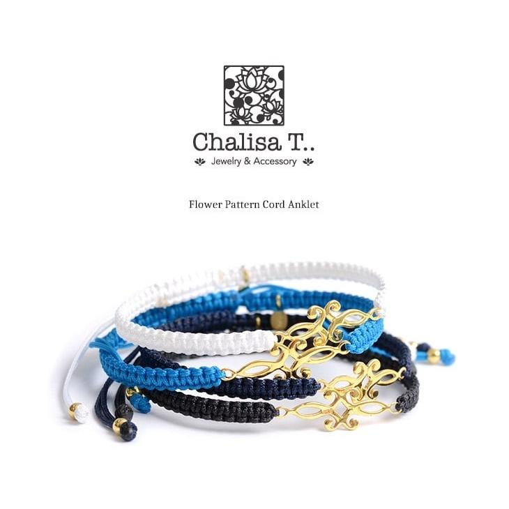 CHALISA T..（チャリッサ・ティー） シンメトリーフラワーパターン ノッティングコード アンクレット / シルバー925 / プレーティング | ROCOCO | 05