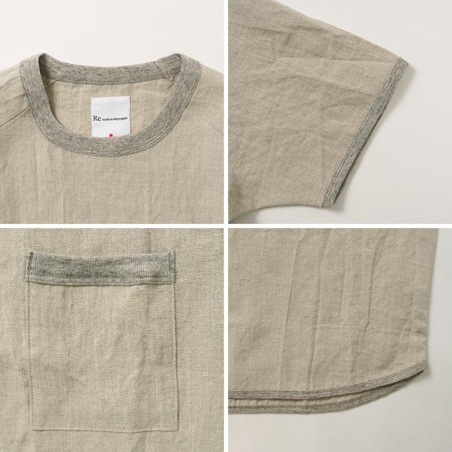 RE MADE IN TOKYO JAPAN（アールイー） フレンチリネンTシャツ 日本製 / メンズ 半袖 麻 | Re made in tokyo japan | 24