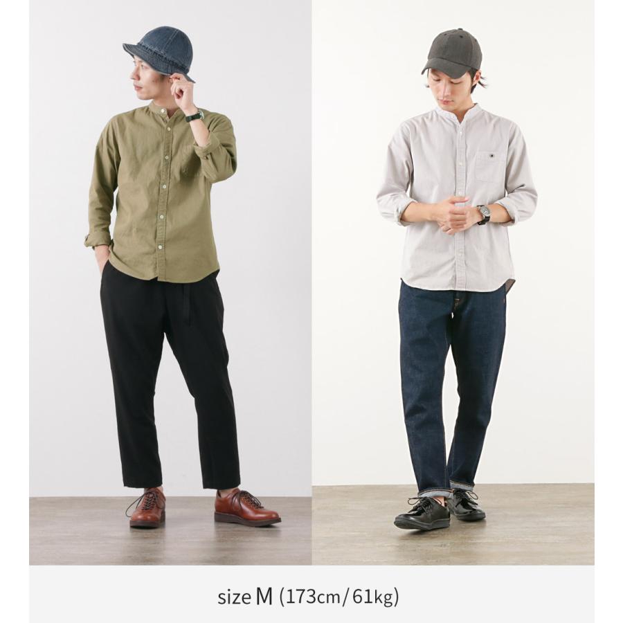 BARNS（バーンズ） 別注 オックス バンドカラー シャツ メンズ 長袖 無地 カジュアル ゆったり 綿 日本製 | BARNS OUTFITTERS | 09