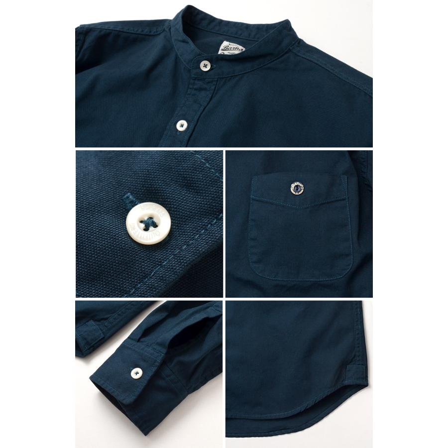 BARNS（バーンズ） 別注 オックス バンドカラー シャツ メンズ 長袖 無地 カジュアル ゆったり 綿 日本製 | BARNS OUTFITTERS | 14