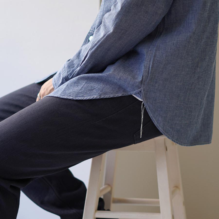 FOB FACTORY（FOBファクトリー） F3428 セルヴィッチ シャンブレー バンドカラー シャツ / メンズ 長袖 無地 日本製 | FOB FACTORY | 09