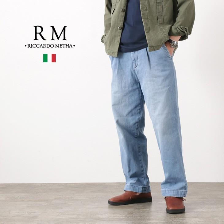 Riccardo Metha リカルドメッサ ウォッシュデニム 1タック ワイドパンツ メンズ テーパード イタリア製 Rococo メンズ ファッション 通販 Paypayモール