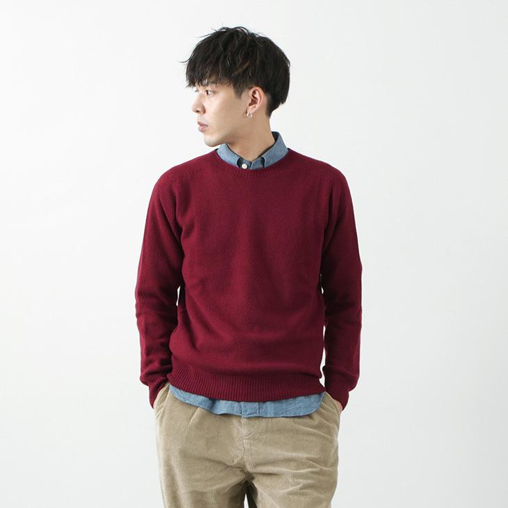 HARLEY OF SCOTLAND（ハーレーオブスコットランド） メリノ カシミヤ クルーネック ニット / メンズ レディース / 無地 OF