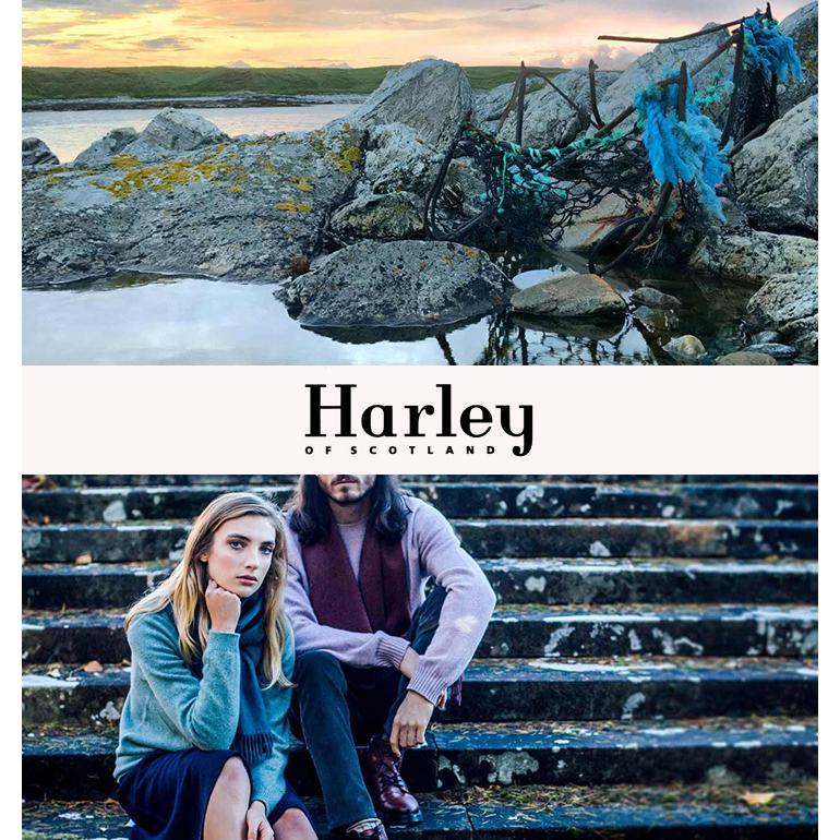 HARLEY OF SCOTLAND（ハーレーオブスコットランド） メリノ カシミヤ クルーネック ニット / メンズ レディース / 無地 OF