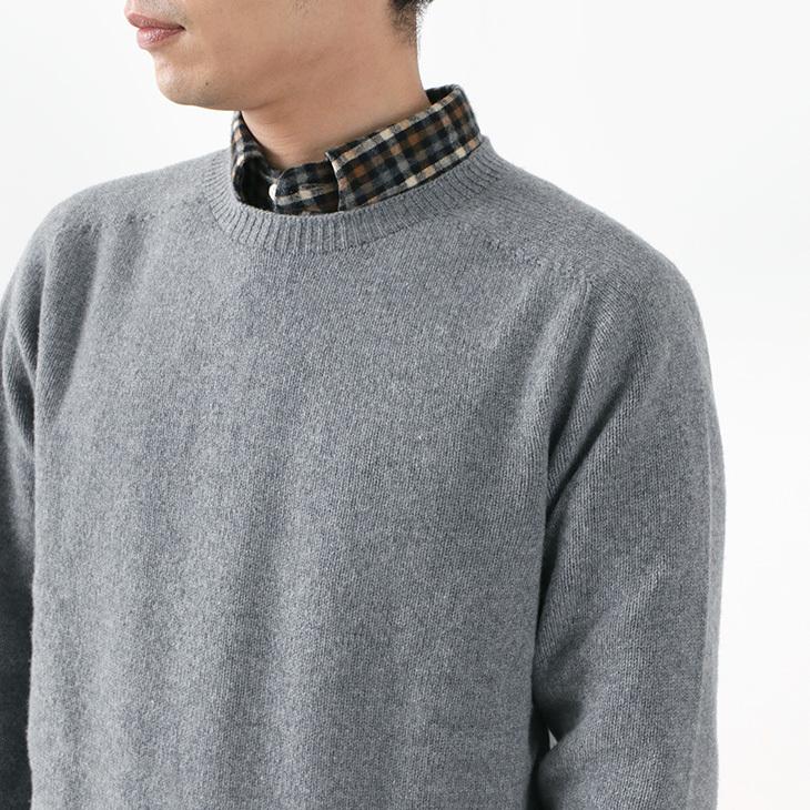 HARLEY OF SCOTLAND（ハーレーオブスコットランド） メリノ カシミヤ クルーネック ニット / メンズ レディース / 無地 OF