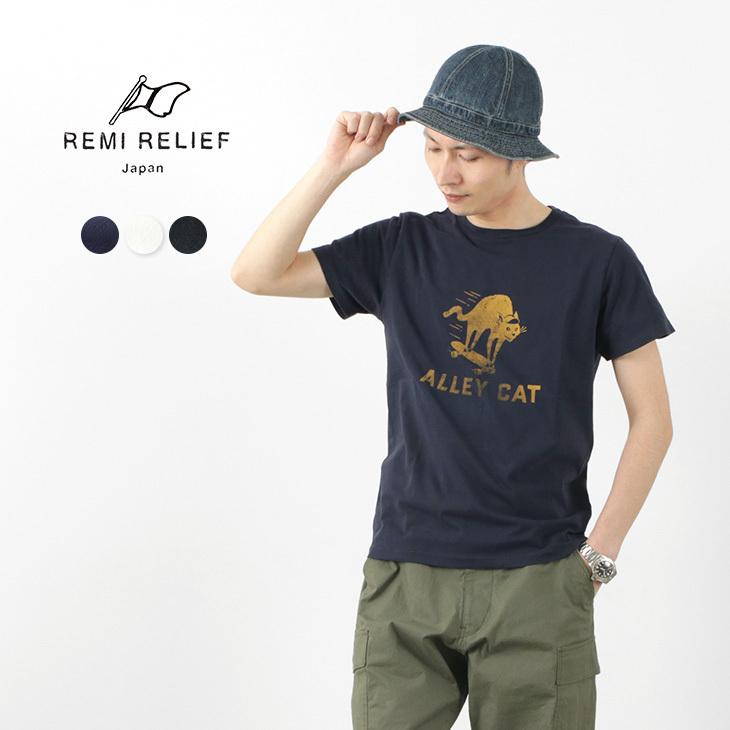 REMI RELIEF（レミレリーフ） LW加工Tシャツ (ALLEY CAT) / メンズ / 半袖 / プリント / 日本製｜rococo
