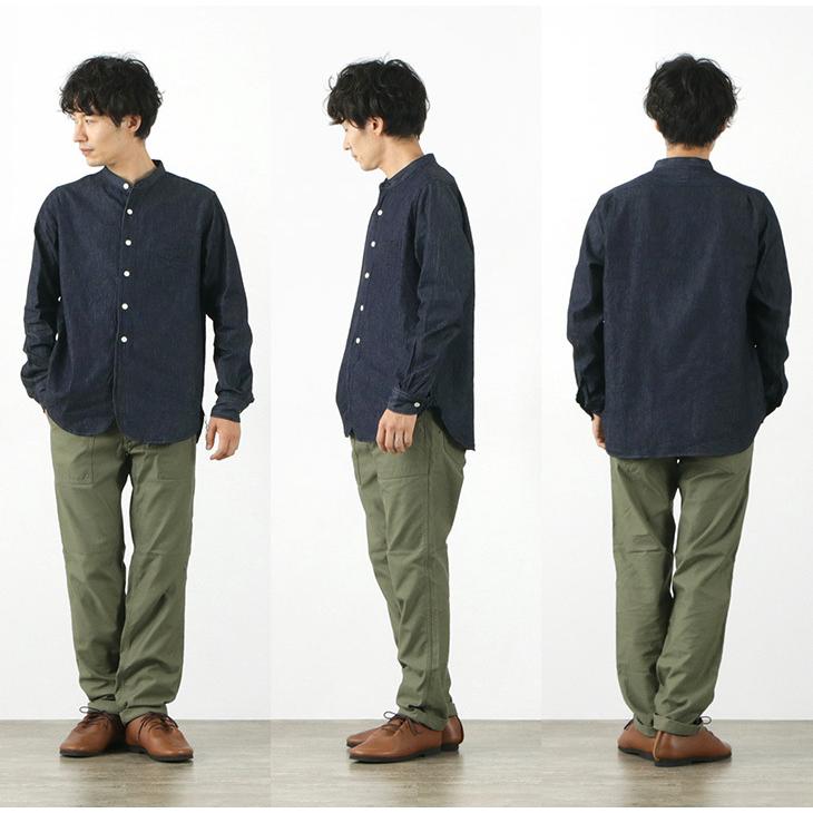 FOB FACTORY（FOBファクトリー） F3470 デニム バンドカラー シャツ / メンズ / 長袖 / 無地 | FOB FACTORY | 12