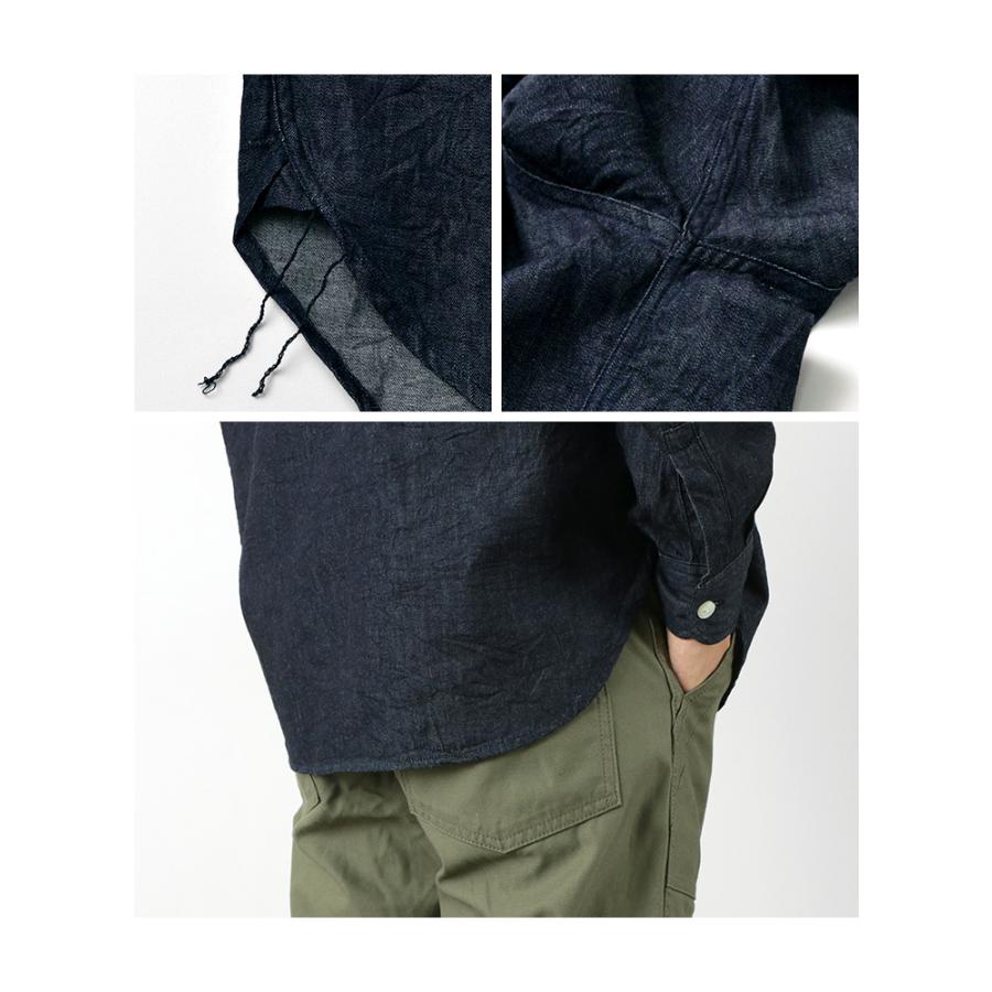 FOB FACTORY（FOBファクトリー） F3470 デニム バンドカラー シャツ / メンズ / 長袖 / 無地 | FOB FACTORY | 10