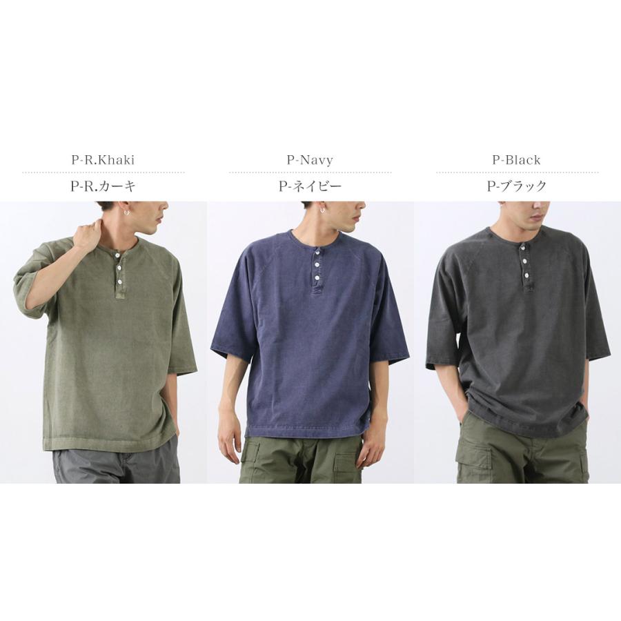 GOOD ON（グッドオン） 別注 ハーフスリーブ ヘビー レトロ ヘンリーネック Tシャツ / ヘビーウェイト メンズ 五分袖 無地 | GOOD ON | 11