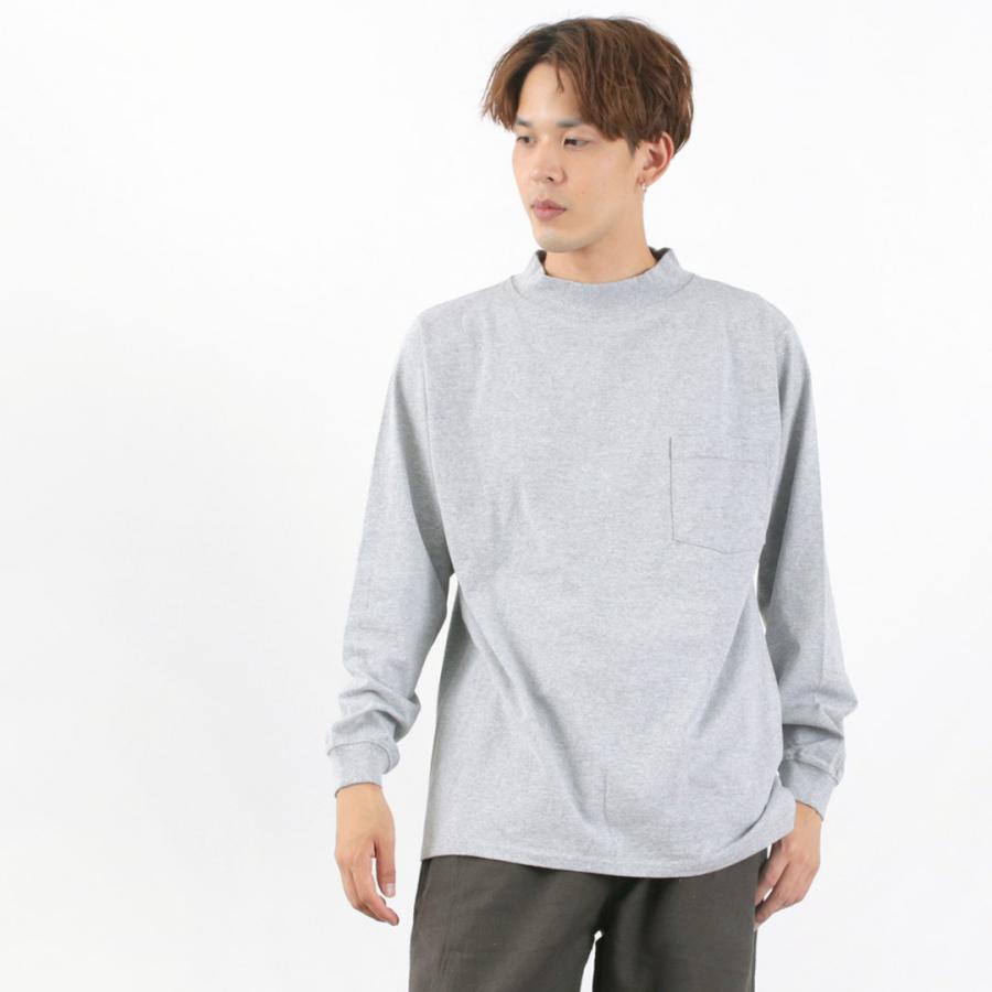 新品XXLサイズ 軽量ヘムロゴ モックネックロングTシャツ Goodwear（グッドウェア） ロングスリーブ モックネック ポケットT