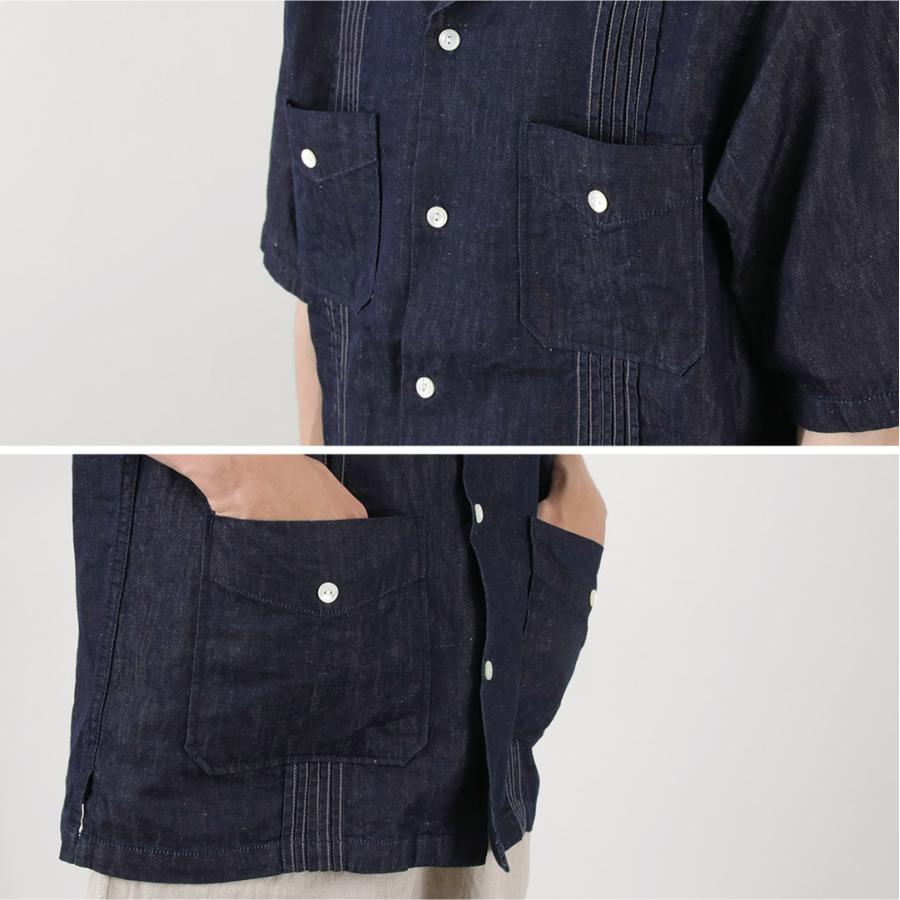 FOB FACTORY（FOBファクトリー） F3491 キューバシャツ / 半袖 メンズ デニムシャツ 麻 日本製 CUBA SHIRT | FOB FACTORY | 11