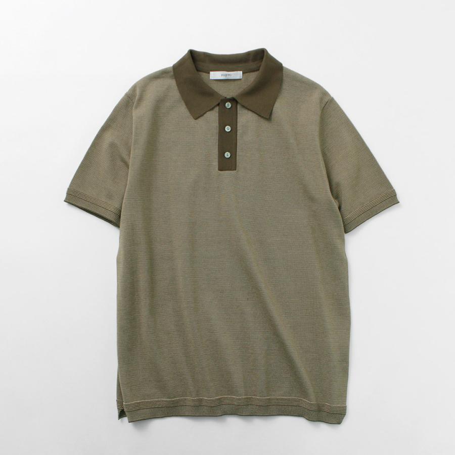 FUJITO（フジト） ニットポロ Easy / メンズ トップス ポロシャツ 半袖 ボーダー 綿 日本製｜rococo｜05