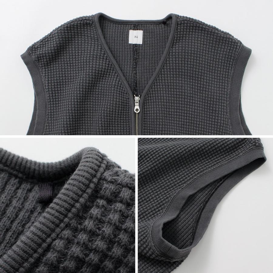 SI（エスアイ） ワッフル ジップ ベスト / メンズ サーマル 綿 コットン ダブルジップ | Si | 12