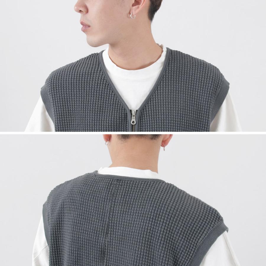SI（エスアイ） ワッフル ジップ ベスト / メンズ サーマル 綿 コットン ダブルジップ | Si | 08