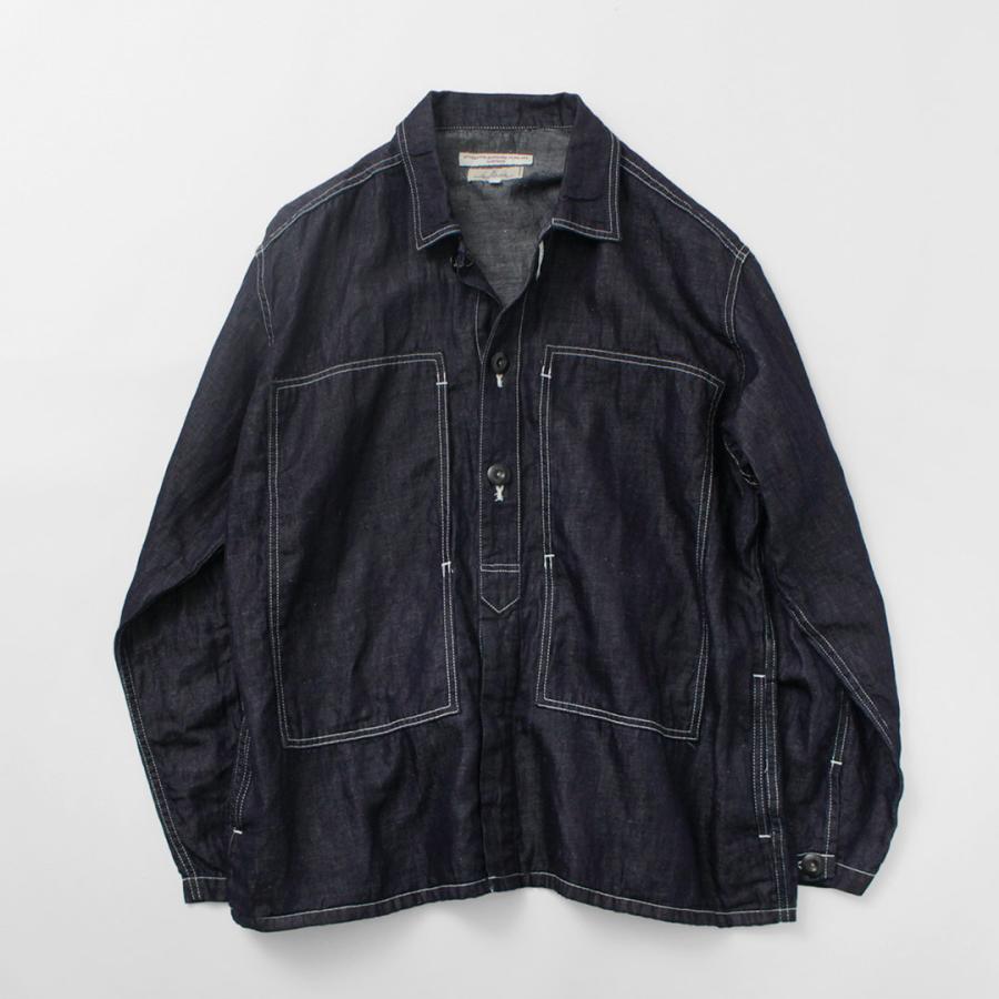 JAPAN BLUE JEANS☆リネン混デニムフレンチワークジャケット濃紺
