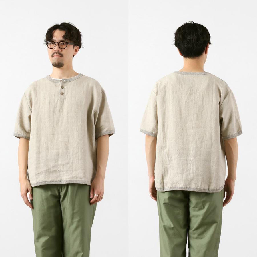 RE MADE IN TOKYO JAPAN（アールイー） フレンチリネン ヘンリーネック Tシャツ / メンズ トップス 半袖 5分袖 麻 | Re made in tokyo japan | 15