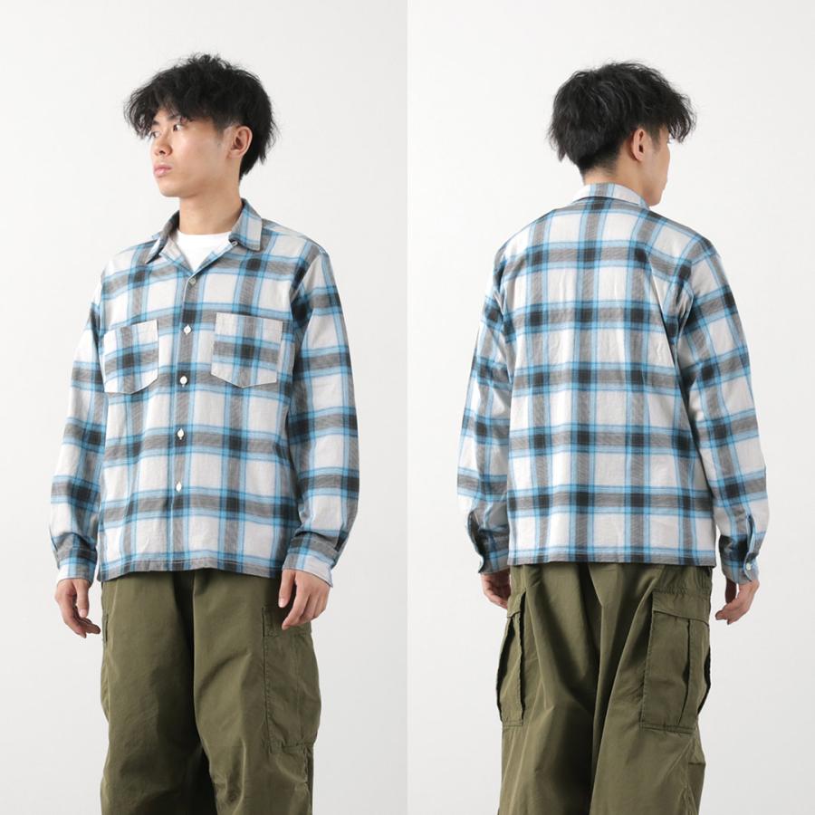 GOOD ON（グッドオン） カラー別注 オンブレ ロングスリーブ オープンシャツ / メンズ 製品染め 長袖 コットン 綿 チェック | GOOD ON | 14
