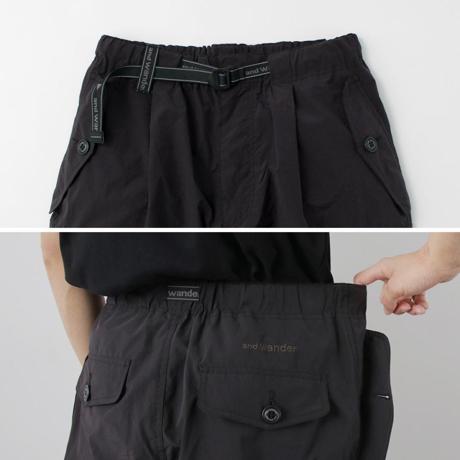 AND WANDER（アンドワンダー） オーバーサイズ カーゴパンツ / メンズ ゆったり 大きい ナイロン アウトドア ウェビングベルト | and wander | 09