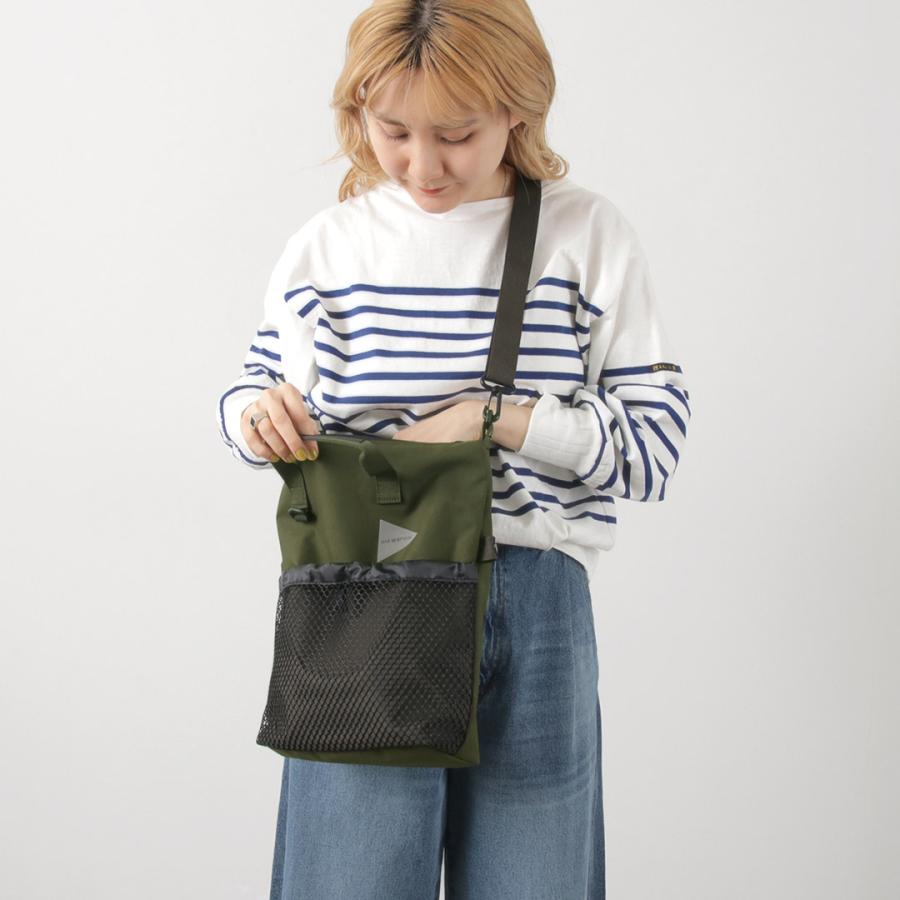 and wander コーデュラ ショルダーバッグ and wander (アンドワンダー) CORDURA logo tote bag small