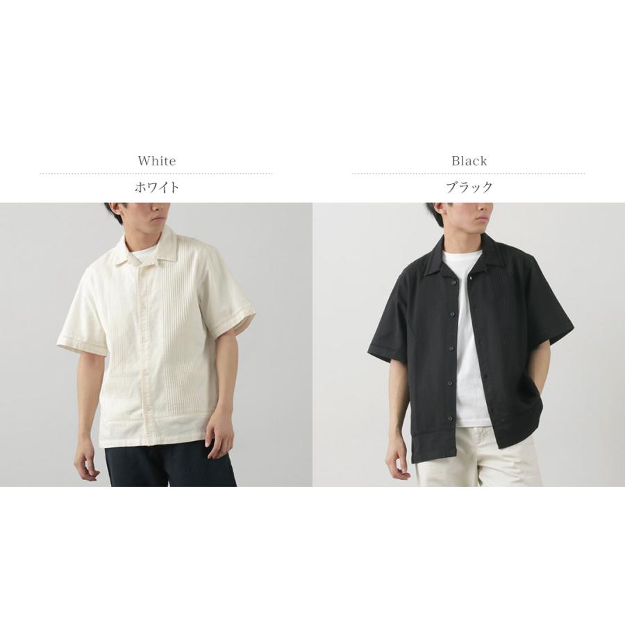 WAX LONDON（ワックスロンドン） ニュートン ピンタックシャツ / メンズ トップス 半袖 オープンカラー 綿｜rococo｜04