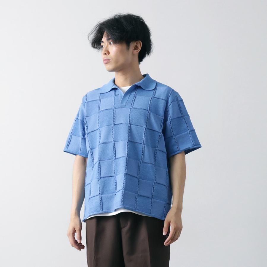 COOHEM（コーヘン） リンクス チェック ニットPO / メンズ サマーニット Tシャツ 半袖 コットン 柄 日本製 米冨 | Coohem | 12