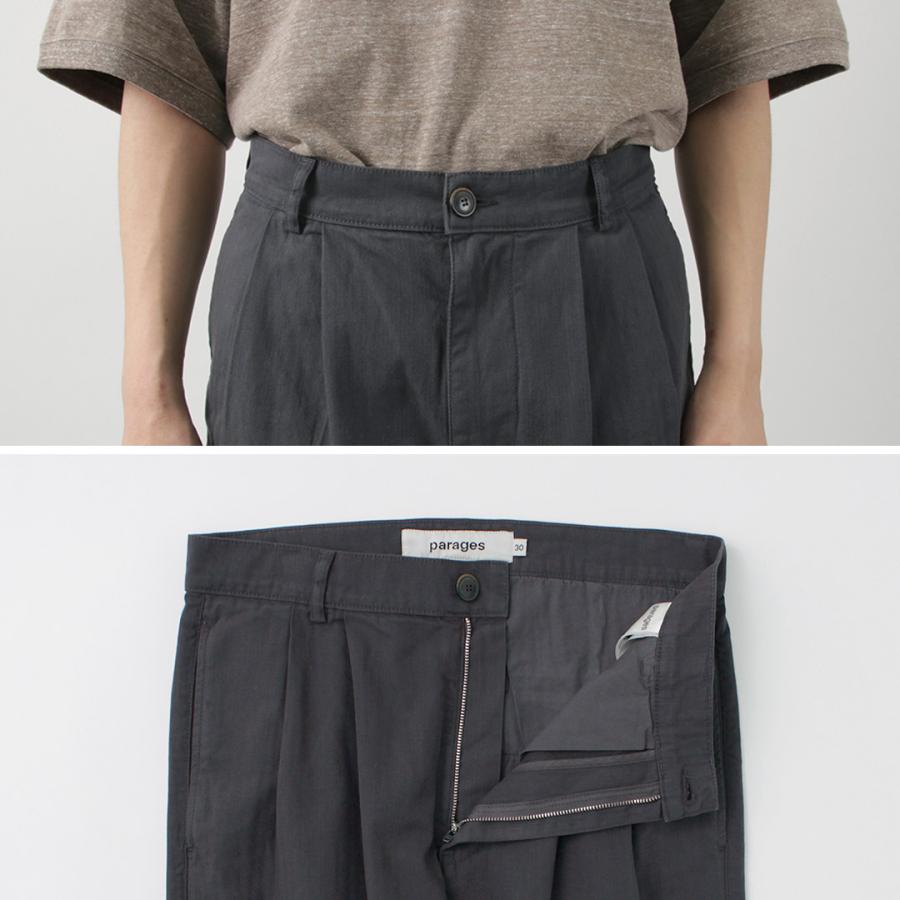 PARAGES（パハージ） ダブルプリーツパンツ コットン / メンズ ヘリンボーン チノパン トラウザー DOUBLE PLEATS PANTS COTTON | parages | 08