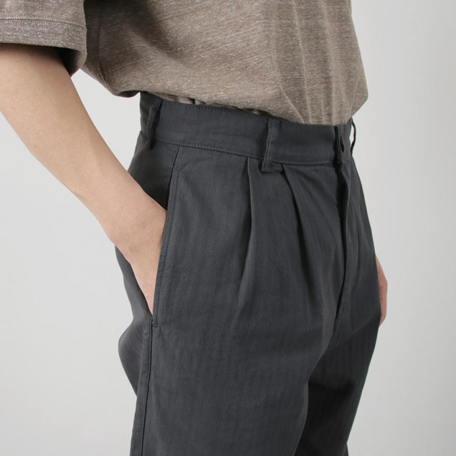PARAGES（パハージ） ダブルプリーツパンツ コットン / メンズ ヘリンボーン チノパン トラウザー DOUBLE PLEATS PANTS COTTON | parages | 09