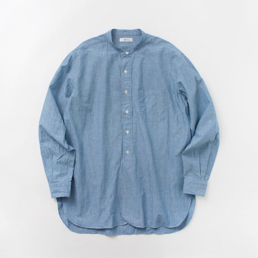 FUJITO（フジト） オフィサーシャツ / バンドカラー メンズ 長袖 綿 コットン 無地 ストライプ 日本製 Officer Shirt | FUJITO | 04
