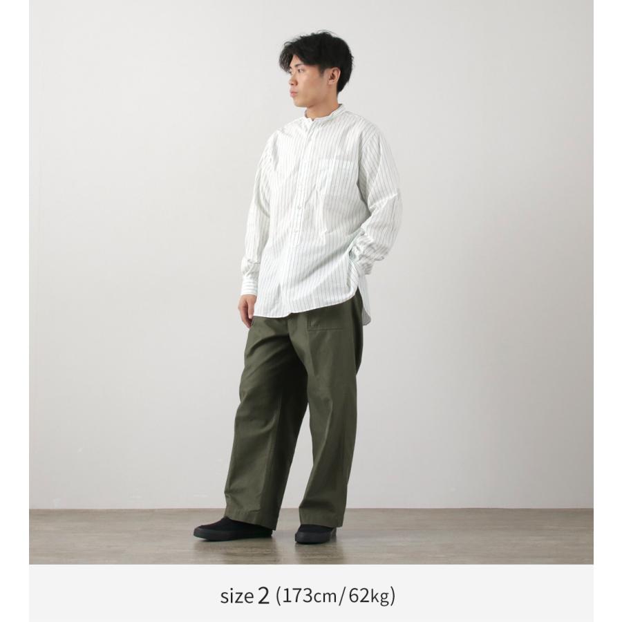 FUJITO（フジト） オフィサーシャツ / バンドカラー メンズ 長袖 綿 コットン 無地 ストライプ 日本製 Officer Shirt | FUJITO | 05