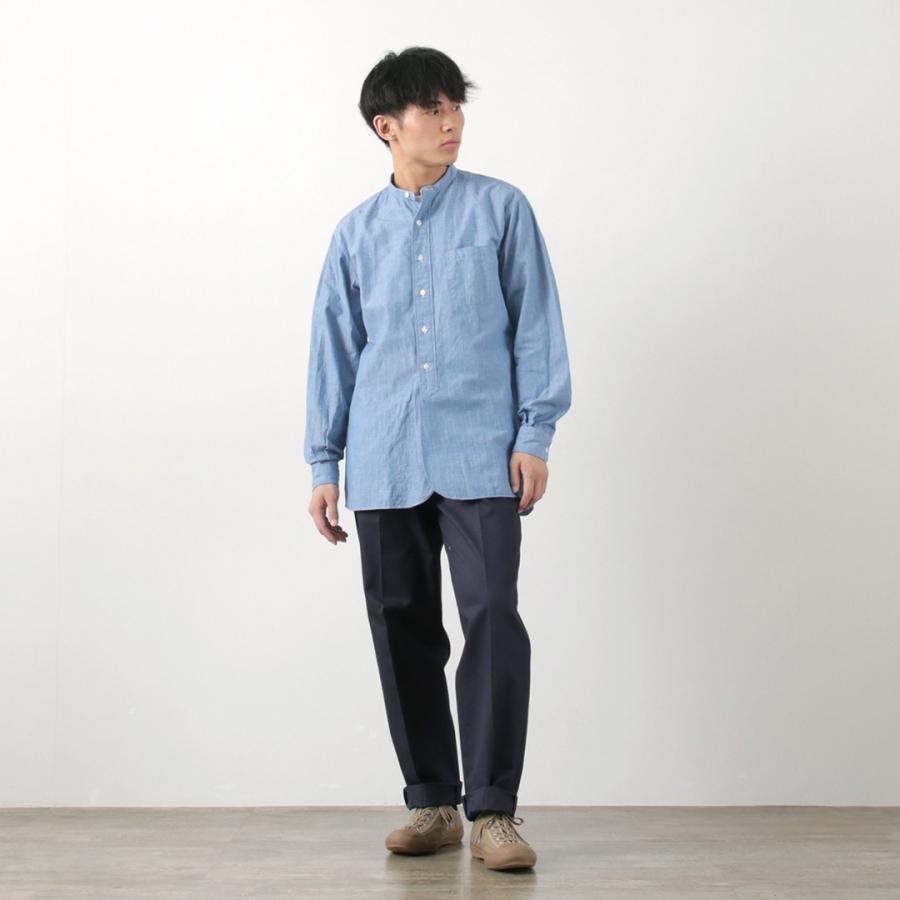 FUJITO（フジト） オフィサーシャツ / バンドカラー メンズ 長袖 綿 コットン 無地 ストライプ 日本製 Officer Shirt | FUJITO | 06