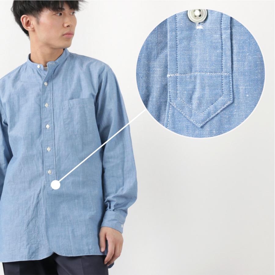FUJITO（フジト） オフィサーシャツ / バンドカラー メンズ 長袖 綿 コットン 無地 ストライプ 日本製 Officer Shirt | FUJITO | 11