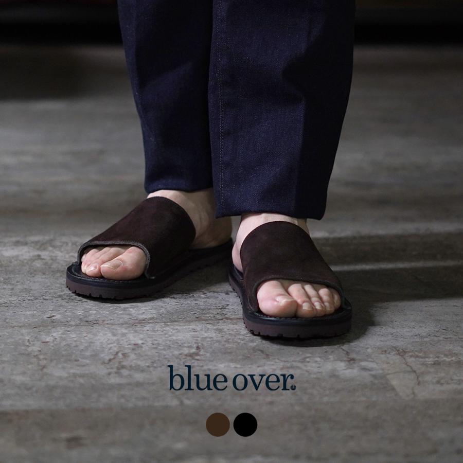 BLUE OVER（ブルーオーバー） フォスコ2 ブラックソール / メンズ レザーサンダル スライド ヘップ ぺたんこ 本革 | blueover