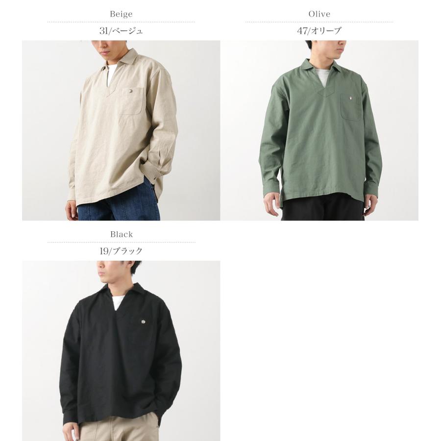 BARNS（バーンズ） コットンリネン スキッパー ボタンワークスコンチョ シャツ / メンズ 長袖 プルオーバー 綿100％ コットン | BARNS OUTFITTERS | 04