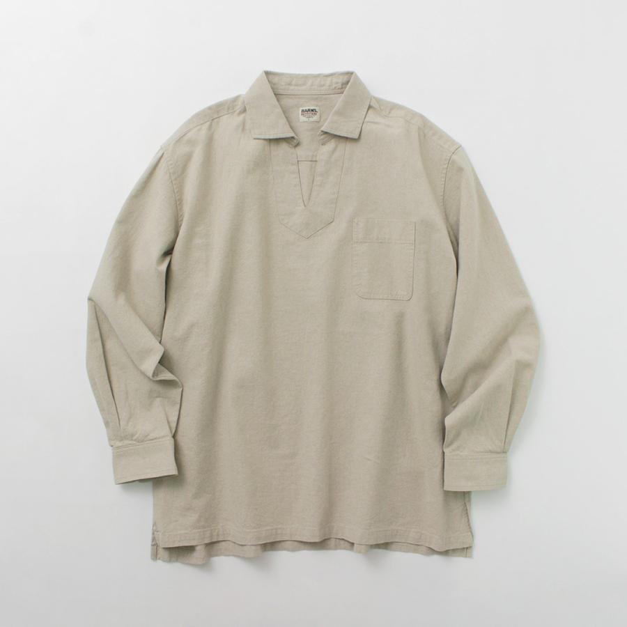 BARNS（バーンズ） コットンリネン スキッパー ボタンワークスコンチョ シャツ / メンズ 長袖 プルオーバー 綿100％ コットン | BARNS OUTFITTERS | 05