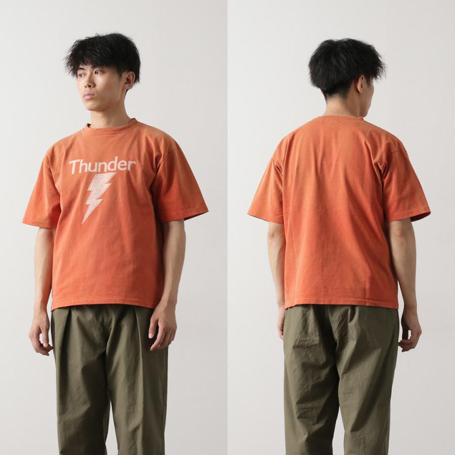 REMIRELIEF レミレリーフ トップス S レッド メンズ REMI RELIEF（レミ レリーフ） NEW加工丸胴天竺T(Thunder) / Tシャツ
