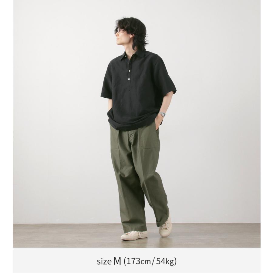 ROCOCO（ロココ） キュプラリネン 布帛ポロ / メンズ シャツ プルオーバー 半袖 ストライプ コットン リネン 日本製 | ROCOCO | 06